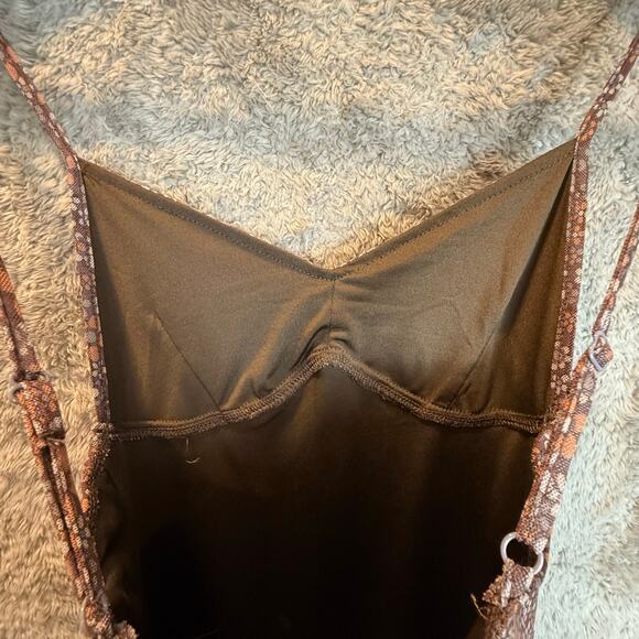 Motel Rocks Tintin Mini Dress Brown Floral Stretch Mesh Strappy XXS - Picture 9 of 14